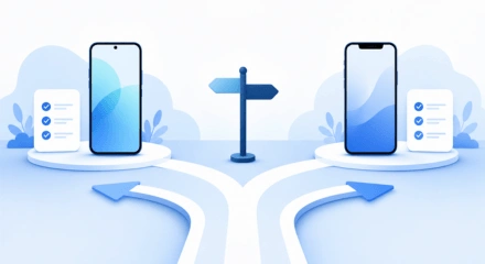 Decision graphic showing two paths for choosing between Android and iPhone PDF apps